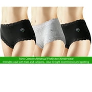 Natratouch New 3 Pack Cotton Brief Menstrual Period Panties, Light Incontinence Panties, Absorbent Pantie-EXTRA SMALL