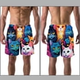 thumbnail image 3 of luoweisi Men's Beach Shorts Quick Dry Swim Trunks with Mesh Lining Cartoon Cat L, 3 of 5