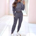 thumbnail image 6 of Quixlent Women's 2 Piece Outfits Long Sleeve Pullover Crop Top And Drawstring Sweatpants Set Fall Lounge Sweatsuit Set, 6 of 8