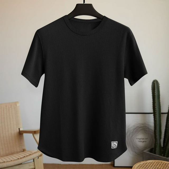 T-shirts à Manches Courtes et Col Rond pour Hommes, Couleur Unie, Confortables, Sport et Décontractés