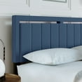 thumbnail image 6 of Boyd Sleep Senata Blue Linen King Size Fully Upholstered Platform Bed Frame with Adjustable Headboard, 6 of 14