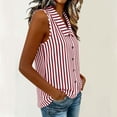 thumbnail image 5 of Rvasteizo Tank Tops for Women Stripe Print Casual Sleeveless Turn Down Doll Collar Slub Linen Button Open Cardigan Light Summer Ladies Camisole, 5 of 5