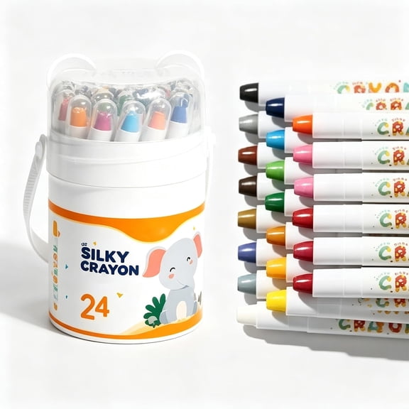 Tiny Stroke Washable Crayons, 24 Colors Water Soluble Silky Crayon Set Twist Up Gel Art Sticks for Drawing, Sketching Coloring Smooth Washable Paint Sticks With Bonus Paintbrush for Artists Hobbyists