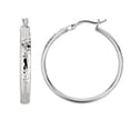 thumbnail image 1 of Sterling Silver Rhodium Finish Hammered Finish Hoop Earrings, 1 of 1