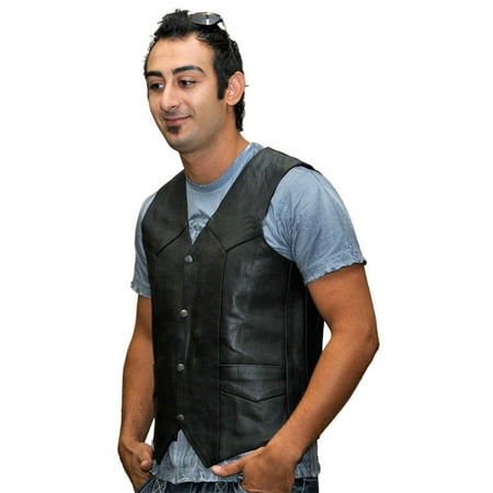 Mens Christmas Vests - Mens Plain Side Leather Vest VL901S