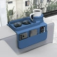 thumbnail image 7 of LRSE Sofa Armrest Tray with Cup Holder & Dual Side Pocket,Foldable Silicone Sofa Armrest Table,Non-slip base for Phones, Remotes, Snacks and Magazines Fits ,6-11in Armrest Organizer Deep Blue, 7 of 7