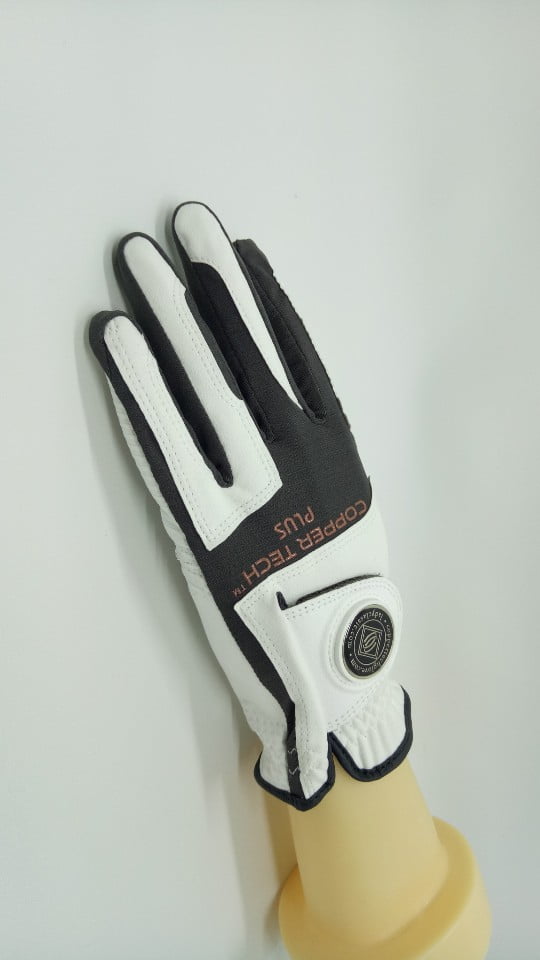 Copper Tech Plus Men's Golf Gloves ONE Size FIT Most Worn ON Left Hand WHITE/GREY