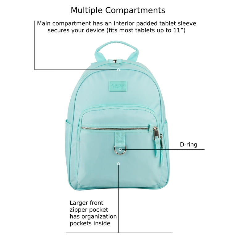 Eastsport Lauren Mini Backpack - Travel Features Mint Green