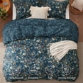 thumbnail image 3 of Juego de Cubierta de Edredón Bedsure Tamaño Queen Reversible con Diseño Floral Azul Marino, 3 of 9