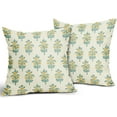 thumbnail image 2 of Spring Floral Pillow Covers 20x20 Set of 2 Aqua Yellow Flower Leaves Print Decorative Throw Pillow Cases Outdoor Farmhouse Decoration for Sofa Couch Bed, 2 of 6