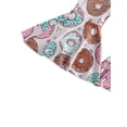 thumbnail image 6 of 2-6Y Fashion Girls Summer Clothing Sets Tassel Letter Print Short Sleeve T-shirts+Donuts Print Flare Pants/Ripped Denim Shorts, 6 of 6
