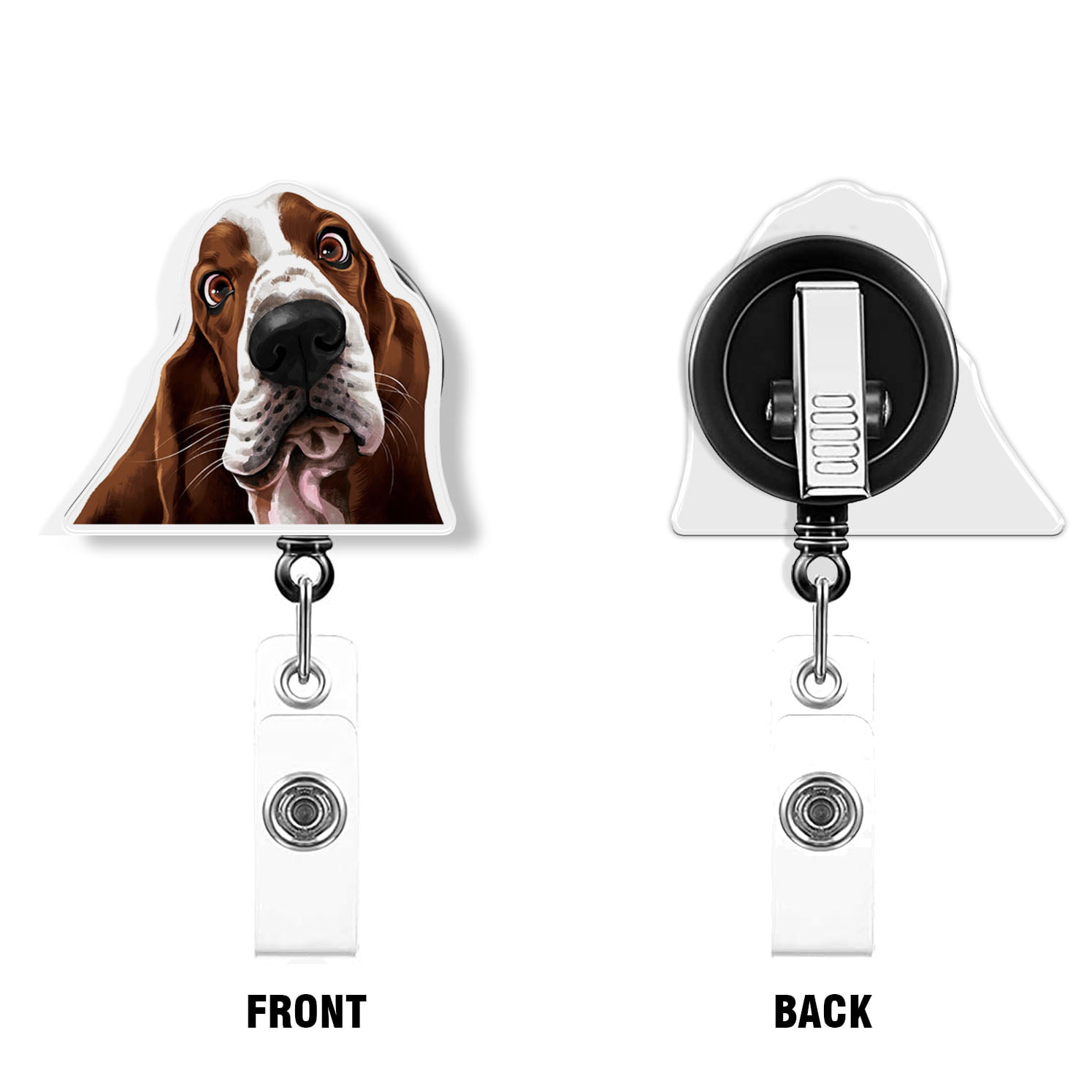 WIRESTER Animal Design Key Card Holder Belt Clip Reel Id Badge Retractable,  Black Tan German Shepherd Dog 