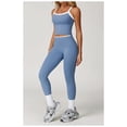 thumbnail image 2 of AEXTO Two Piece Color Block Womens Workout Sets Cross Back Tank Top Matching High Waist Leggings Sets Gym Outfits Activewear, 2 of 5