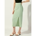 thumbnail image 3 of DARING DIVA Women's Long Pencil Skirt Business Button Decor Midi Skirts L Green, 3 of 6