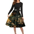 thumbnail image 4 of Cavosen Christmas Casual Dresses Crew Neck Long Sleeve Midi Evening Gowns Ball Dress Elegant A Line Wedding Guest Cocktail Party Dress, 4 of 6
