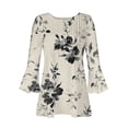 thumbnail image 5 of Womens Tops Summer Trendy Print V Neck 3/4 Sleeve Blouse Spring Tops for Women, 5 of 5