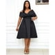 thumbnail image 1 of Vestido Formal De Cóctel De Noche con Cuello En V Y Hombros Descubiertos para Mujer,Black-XL ER, 1 of 5