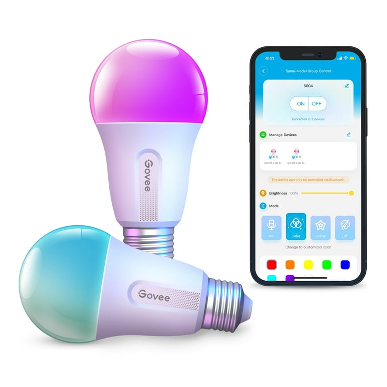 Govee Smart Light Bulbs, WiFi & Bluetooth Color Changing Light Bulbs, Music  Sync, 16 Million DIY Colors RGBWW Color Lights Bulb, Work with Alexa,  Google Assistant Home App, 800 Lumen, 2 Pack 