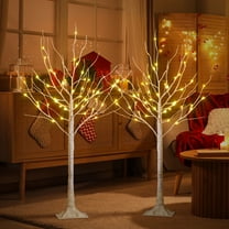 LIGHTSHARE 4 Feet 48L LED Birch Tree Lights, Pack of 2, Warm White, for Holiday Party and Christmas Decoration, Indoor and Outdoor Use