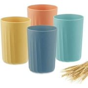 NOGIS Unbreakable Wheat Straw Cups,10 oz Reusable Drinking Cups Set of 4, Colorful Tumbler Cups for Adult, Stackable Cups for Kitchen Outdoor Travel, Dishwasher/Microwave Safe