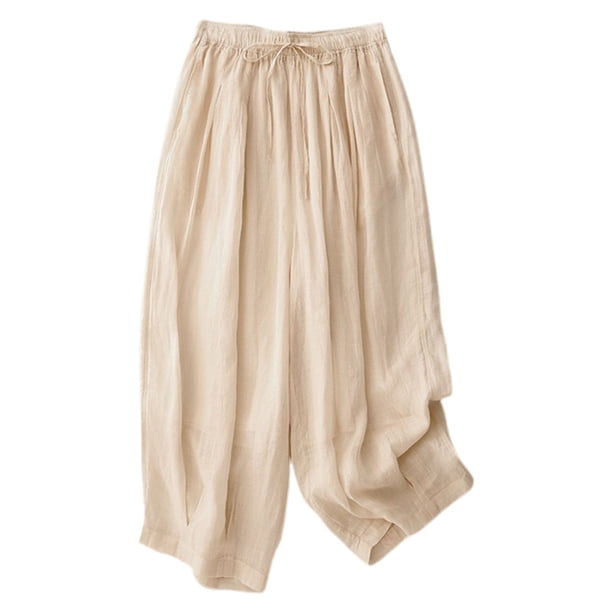 Pantalones anchos con cintura elástica para mujer, para primavera/verano - Pantalones cortos informales con cordones