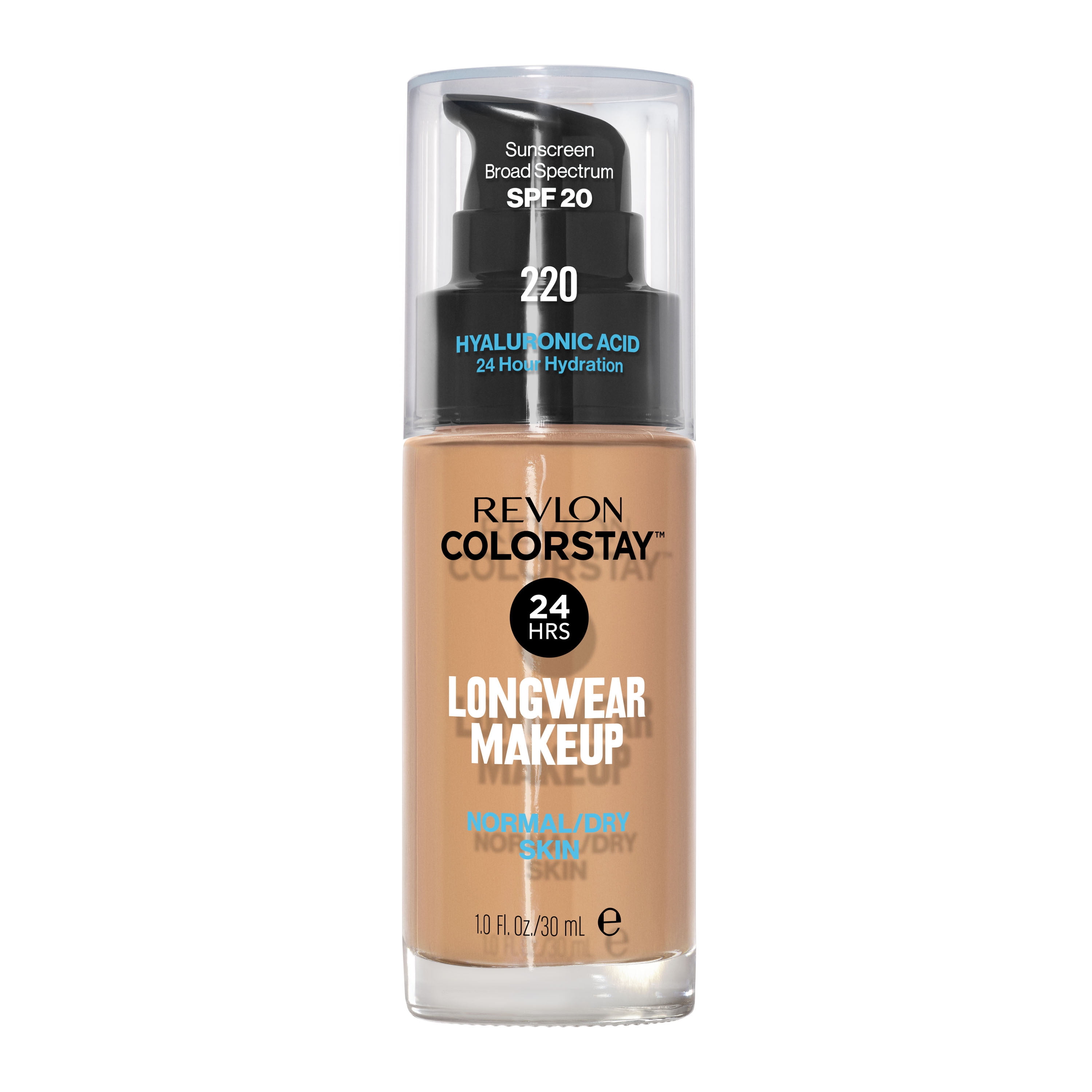 Revlon ColorStay Liquid Foundation Makeup for Normal/Dry Skin SPF 20, Longwear with Medium-Full Coverage & Natural Finish, Oil Free, 220 Natural Beige, 1 fl oz