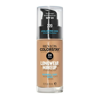 Revlon ColorStay Liquid Foundation Makeup for Normal/Dry Skin SPF 20, Longwear with Medium-Full Coverage & Natural Finish, Oil Free, 220 Natural Beige, 1 fl oz