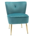 thumbnail image 5 of Upholstered Leisure Sofa Chair - Velvet Wingback Club Chair - Armless Lounge Chair with Gold Metal Legs - Living Room Bedroom Furniture - Teal, 5 of 8