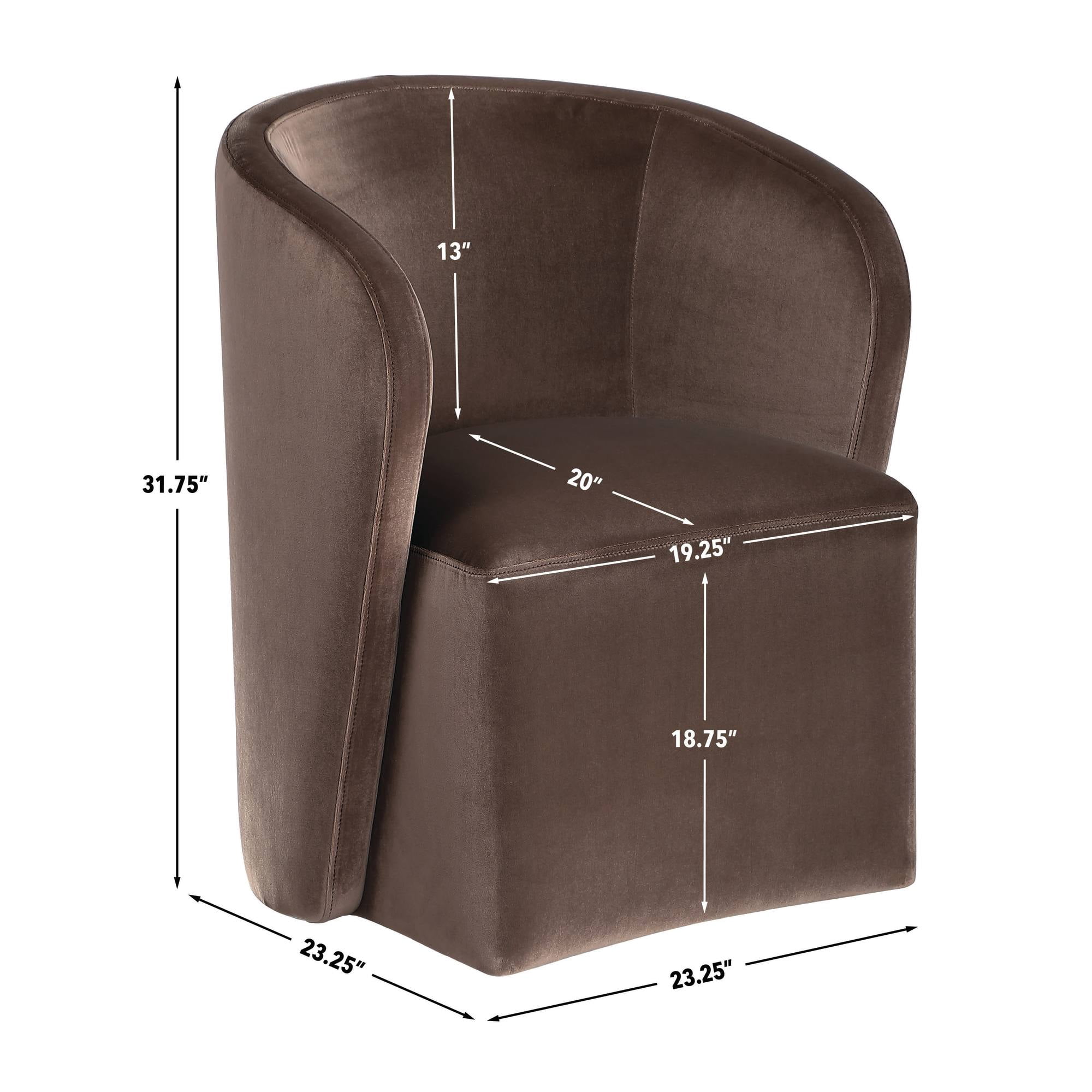 Steve Silver Annie Chocolate Velvet Upholstered Barrel Chair with Casters