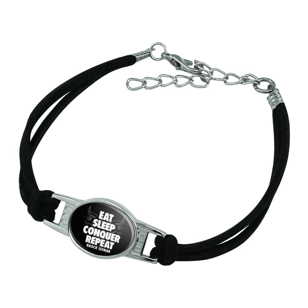 WWE Brock Lesnar Eat, Sleep, Conquer, Repeat Novelty Suede Leather Metal  Bracelet - Walmart.com