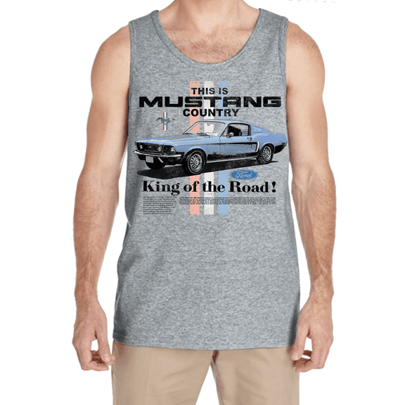 Mens Tank Tops Mens Shirts Ford Mustang King of the Road T-shirt Sleeveless Muscle Tee