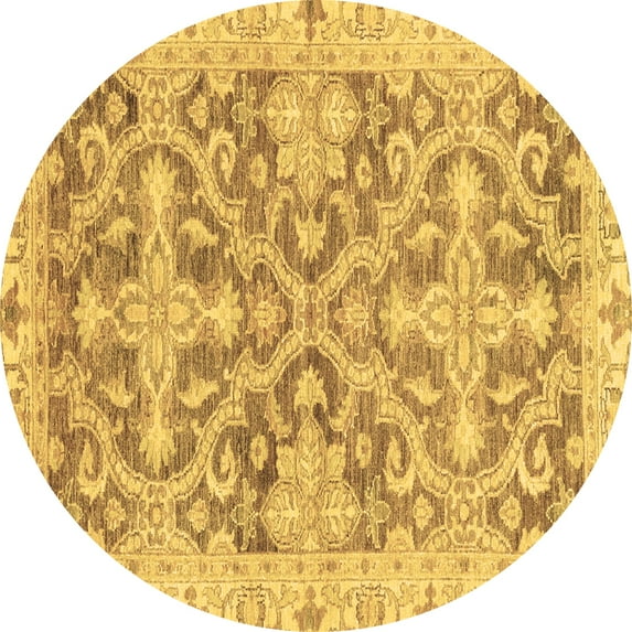 Ahgly Company Indoor Round Oriental Brown Traditional Area Rugs, 8' Round