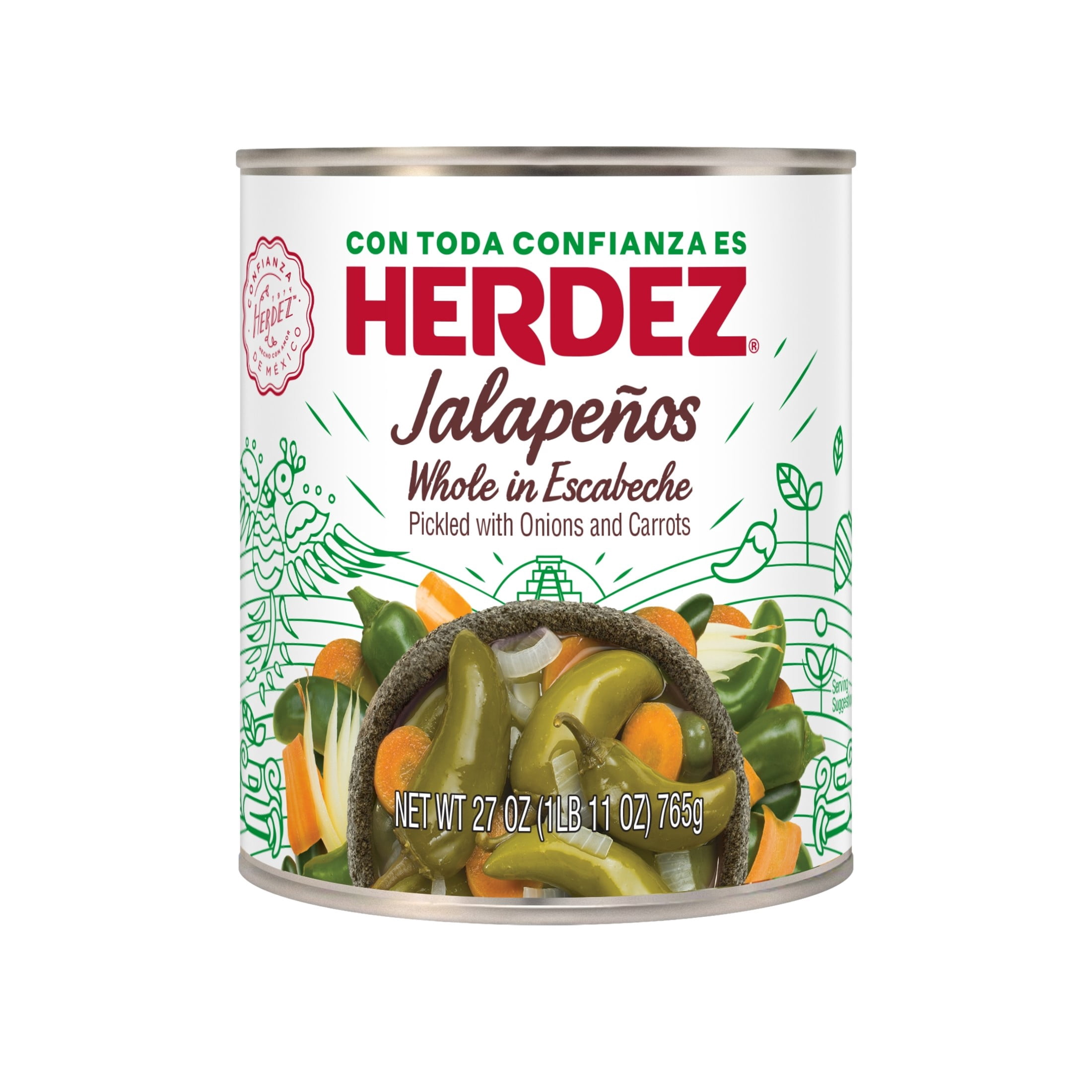 (4 pack) HERDEZ Jalapenos, Shelf-Stable, 27 oz Aluminum Can