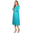 thumbnail image 2 of Women's Comfortable 3/4 Sleeve Midi Dress – Solid A-Line Casual Fit, 2 of 4