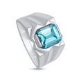thumbnail image 4 of AFFY 8x10 mm Simulated Birthstone Men's Ring Aquamarine In 14K White Gold Plated 925 Sterling Silver. Ring Size 7, 4 of 6