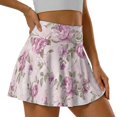 thumbnail image 4 of Whosucclay 2 Side Pockets Tennis Skirt, Pink Roses on Light Pink Built-in Shorts Two Pockets Athletic Skorts for Hiking Yoga Training, Size Small, 4 of 9