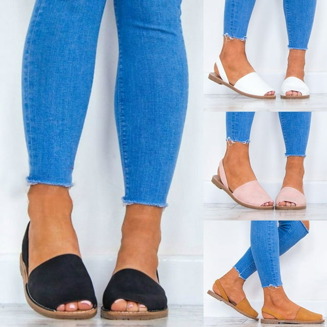 HEVIRGO Été Femmes Faux Cuir Poisson Bande de Bouche Sandales Pantoufles Chaussures Plates de Plage