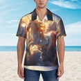 thumbnail image 2 of Sikiie Rainbow Cloud White Horse Print Men's Hawaiian Shirt, Summer Beach Button Pocket Short Sleeve T-Shirt,Medium, 2 of 7