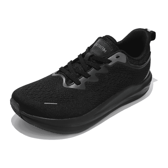 Mens Extra Wide Walking Shoes, Zero Drop Wide Toe Barefoot Sneakers, Flat Feet, Black, US 10