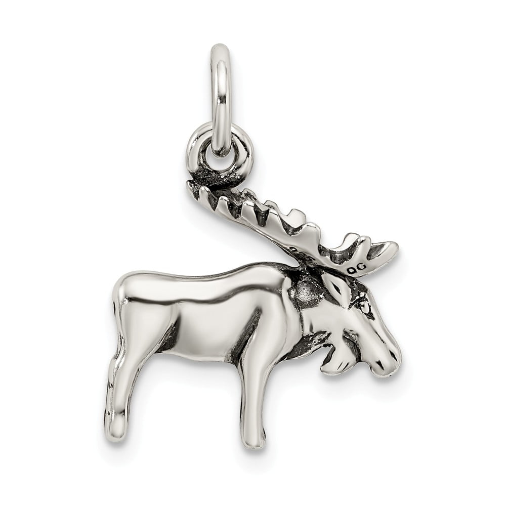 16-20 Sterling Silver Moose Charm on a Sterling Silver Chain Necklace