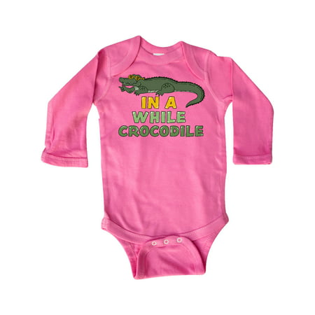 

Inktastic In a While Crocodile with Cool Green Crock in Sunglasses Gift Baby Boy or Baby Girl Long Sleeve Bodysuit