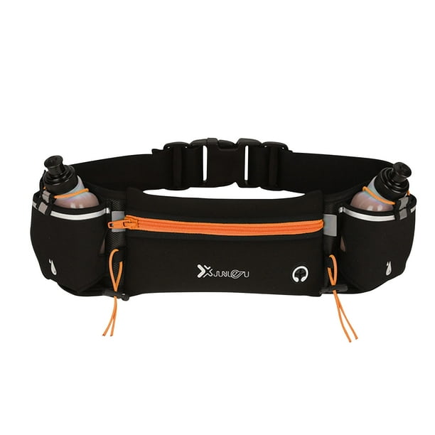 Riñonera deportiva multifuncional, resistente al agua, con correas ajustables y bolsillo extraíble, color negro elegante, ideal para correr y hacer senderismo, almacenamiento de hidratación