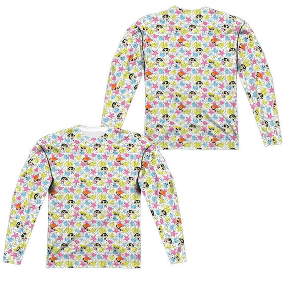 Powerpuff Girls - Powerpuff Pattern (Front/Back Print) - Regular Fit Long Sleeve Shirt - Small