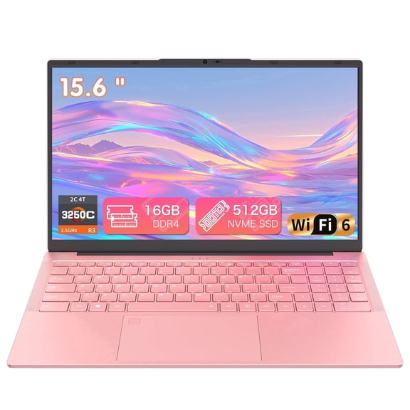 Auusda 15.6" Laptop Computer, AMD Ryzen 3 3250C, 16GB DDR4 RAM 512GB SSD, Windows 11 Pro Business Laptop for Students & Work, Backlight, Fingerprint, Pink