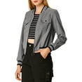 thumbnail image 1 of INSPIRE CHIC Veste pour Femme Col Montant Manches Longues Fermeture Éclair Poche à Rabat Blouson Bomber m Gris, 1 of 8