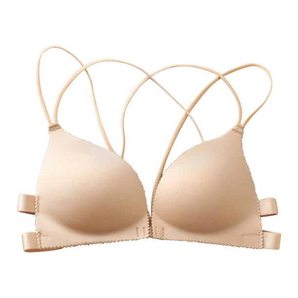 Push Up Bra No Wire Women Front Clasped Type Breathable Bra with Shoulder  Straps Women lingerie 