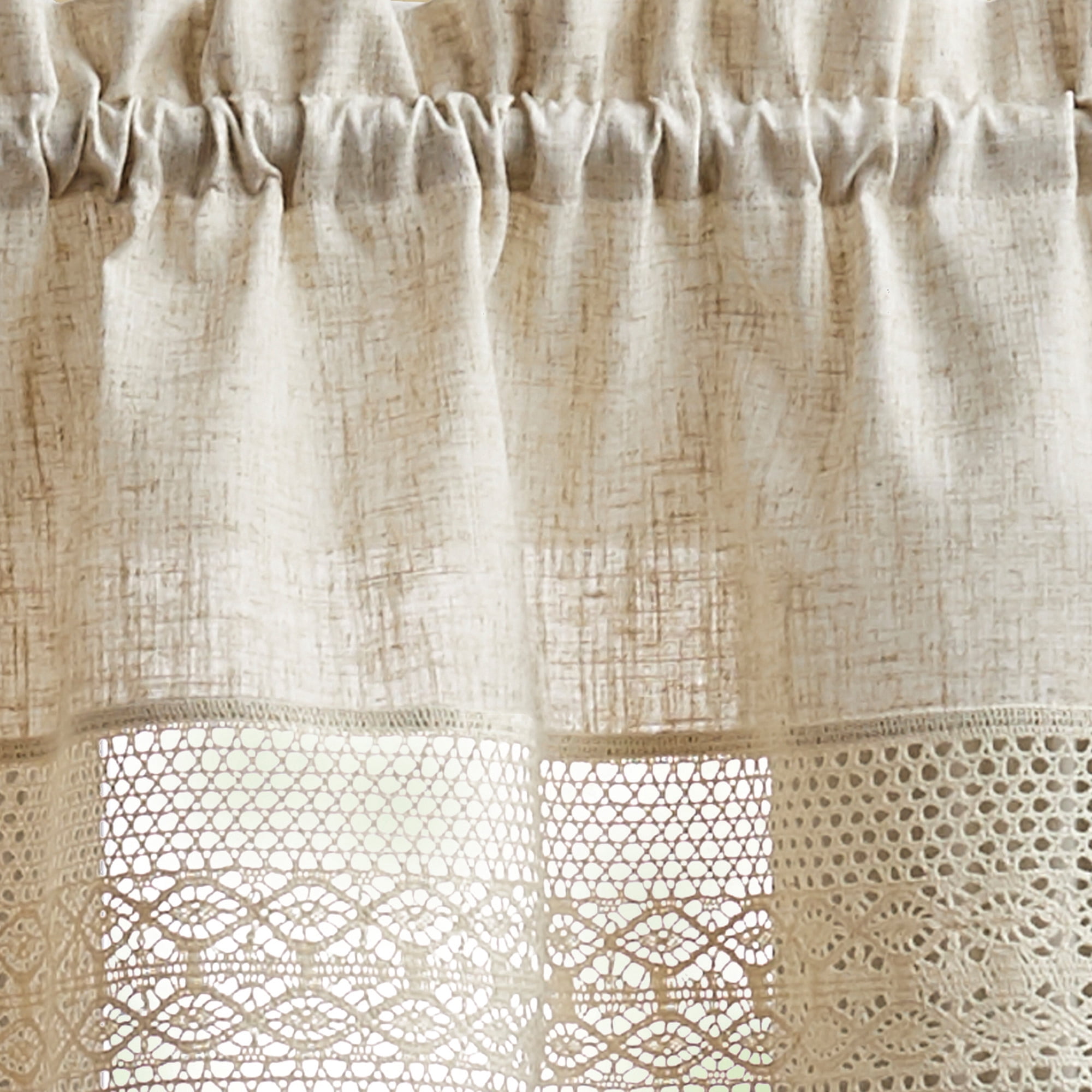 CHF Bridget Tailored Valance Curtain, 14"L x 56"W, Natural, Polyester/Linen, Indoor, Adult