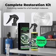 2026 Professional Car Headlight Restoration Kit, Multifunctional Car Headlight Cleaner, Headlight Polishing Kit with Sponge & Towel, Headlight Polishing Spray for All Vehicle Types