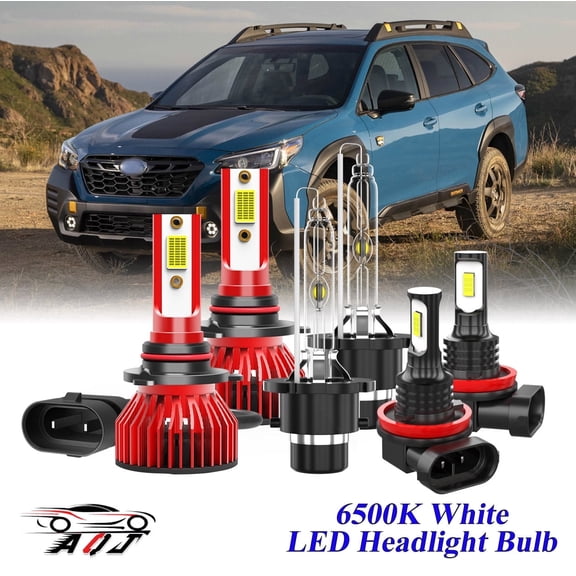 For Subaru Outback 2015 2016 2017 2018 Headlight High Low Beam Bulbs & Foglights Combo - 6000K White Xenon Bulbs Pack of 6