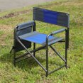 thumbnail image 2 of 1-Piece Padded Folding Outdoor Chair, Aluminum, 400lbs Capacity, Side Table, Storage Pockets, Beach Chair, Camping Chair, Lawn Chair, No Installation, for Picnics, Fishing, Indoor, Blue+Grey, 2 of 9